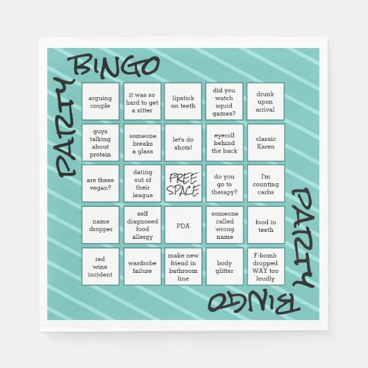 Serviette En Papier Funny Bingo Turquoise Parti moderne (Devant)