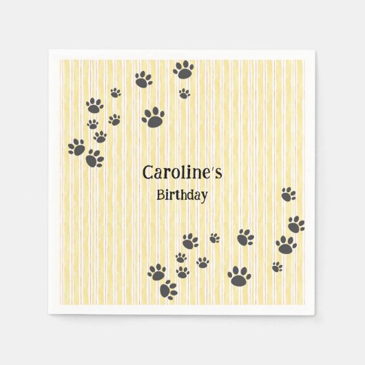 Serviette En Papier Funny Black Cat Paws Amoureux des animaux annivers (Devant)