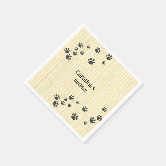 Serviette En Papier Funny Black Cat Paws Amoureux des animaux annivers (Coin)