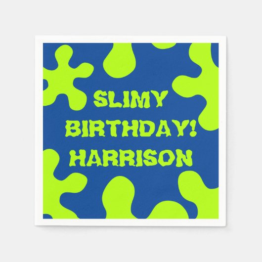 Serviette En Papier Funny bleu vert citron nom personnalisé anniversai (Devant)