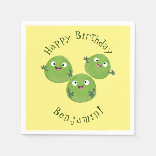 Serviette En Papier Funny Brussels sprouts légumes caricature (Devant)