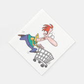 Serviette En Papier Funny Cartoon Man Running With Shopping Cart (Coin)