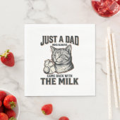 Serviette En Papier Funny Cat Dad Came Back With The Milk Vintage Shir (En situation)
