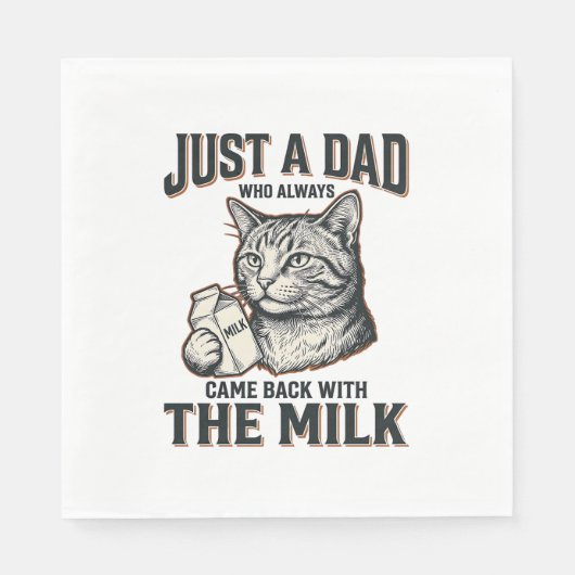 Serviette En Papier Funny Cat Dad Came Back With The Milk Vintage Shir (Devant)