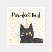 Serviette En Papier Funny Chat noir Parfait Jour Anniversaire (Devant)