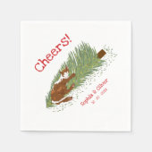 Serviette En Papier Funny Cheers Orange Cat vs Christmas Tree Holidays (Devant)