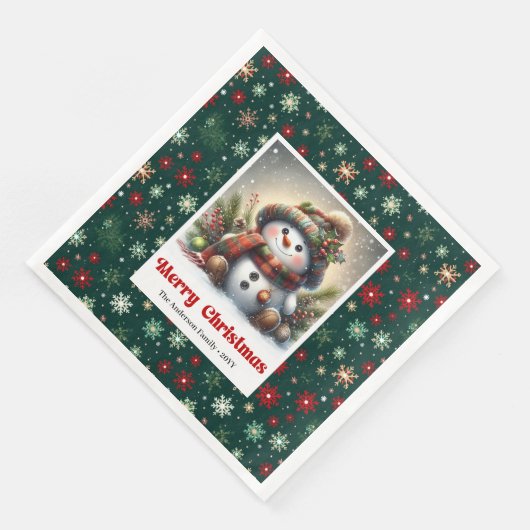 Serviette En Papier Funny Christmas Snowman Napkins Editable Kids Styl (Coin)