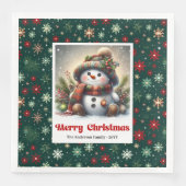 Serviette En Papier Funny Christmas Snowman Napkins Editable Kids Styl (Devant)