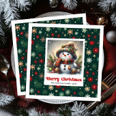 Serviette En Papier Funny Christmas Snowman Napkins Editable Kids Styl