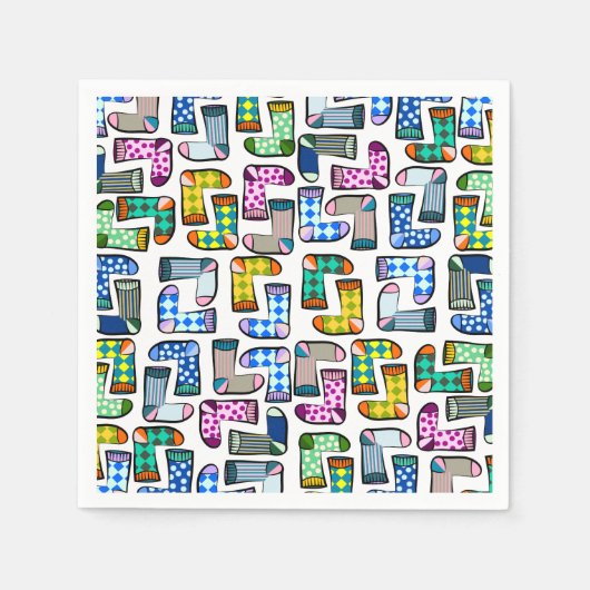 Serviette En Papier Funny coloré motif chaussette (Devant)