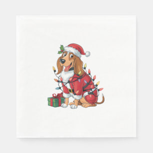 Serviette En Papier Funny Coonhound Xmas Lighting Père Noël Coonhound