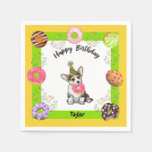 Serviette En Papier Funny Corgi Donut fête d'anniversaire Napkin (Devant)