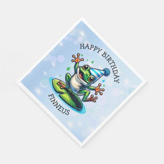 Serviette En Papier Funny Dancing Frog Personnalisé Anniversaire (Coin)