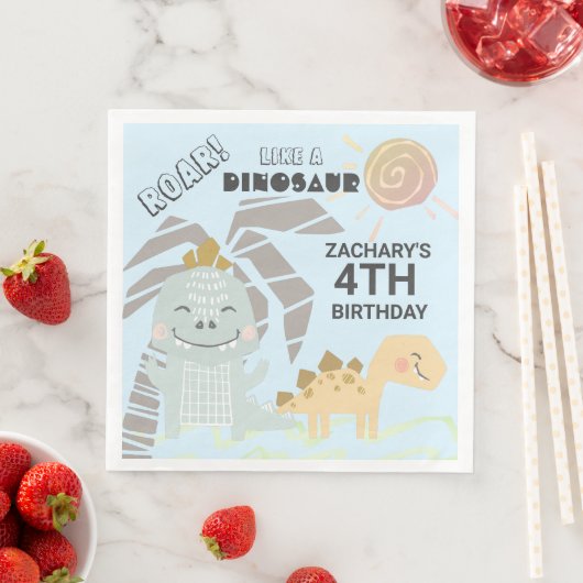 Serviette En Papier Funny Dinosaur Roar Anniversaire de enfant Party (En situation)