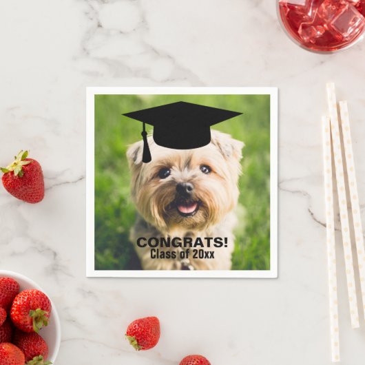Serviette En Papier Funny Dog Photo Graduation Personalized Class of (En situation)