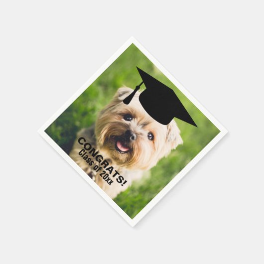Serviette En Papier Funny Dog Photo Graduation Personalized Class of (Coin)