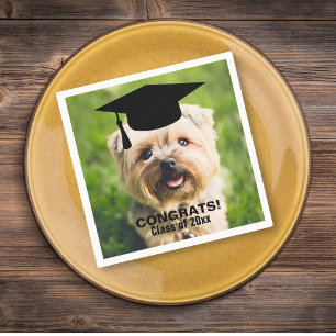 Serviette En Papier Funny Dog Photo Graduation Personalized Class of
