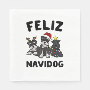 Serviette En Papier Funny Feliz Navidog amoureux des chiens de la mini