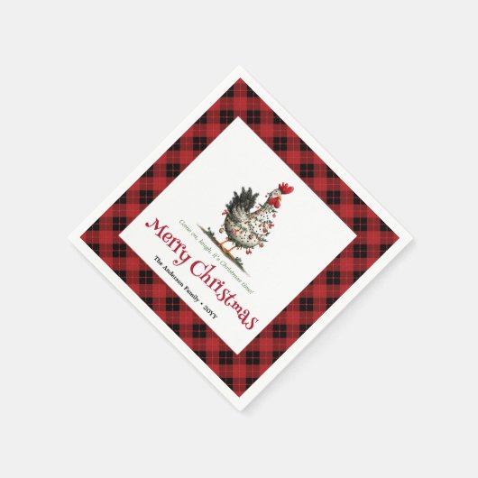 Serviette En Papier Funny festive chickens custom name Christmas (Coin)