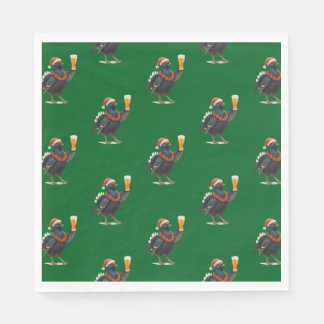 Serviette En Papier Funny Festive Grouse with Beer Christmas Napkins