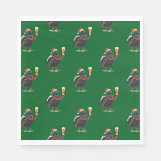Serviette En Papier Funny Festive Grouse with Beer Christmas Napkins (Devant)