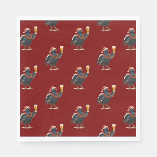 Serviette En Papier Funny Festive Grouse with Beer Christmas Napkins (Devant)