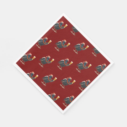 Serviette En Papier Funny Festive Grouse with Beer Christmas Napkins (Coin)