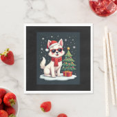 Serviette En Papier Funny Festive Lunettes de soleil Chien avec arbre  (En situation)