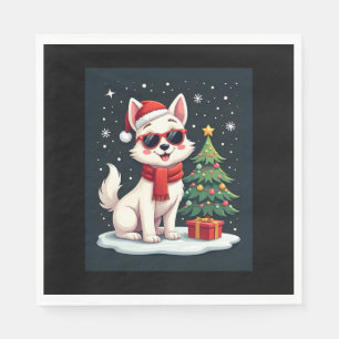 Serviette En Papier Funny Festive Lunettes de soleil Chien avec arbre