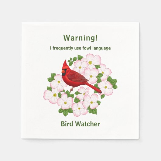 Serviette En Papier Funny Fowl Langue Oiseau Watcher (Devant)