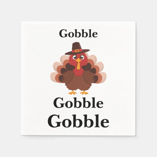 Serviette En Papier Funny Gobble Thanksgiving Cute Minimalistic Turkey (Devant)