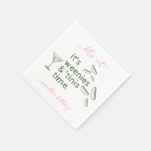 Serviette En Papier Funny Green Weenies & Tinis Martini fête d'anniver (Coin)