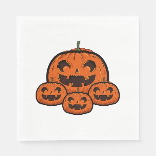 Serviette En Papier Funny Halloween Citrouille, Halloween Éffrayant (Devant)