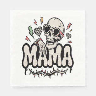 Serviette En Papier Funny Halloween Mama Cool Skull
