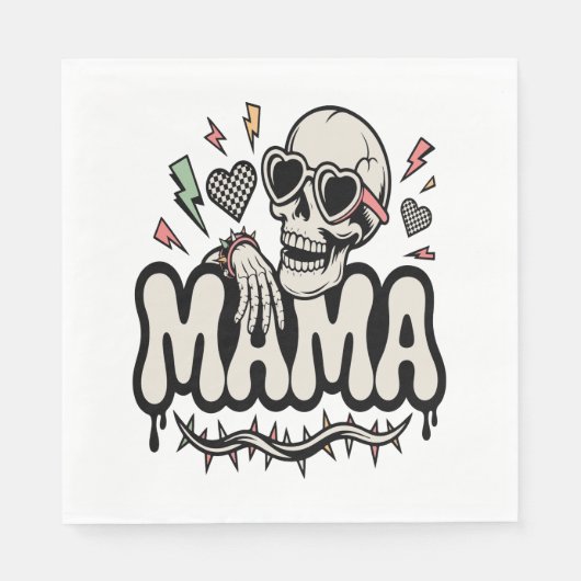 Serviette En Papier Funny Halloween Mama Cool Skull (Devant)
