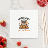 Serviette En Papier Funny Halloween Pug Forget Candy Conception de T-s (En situation)