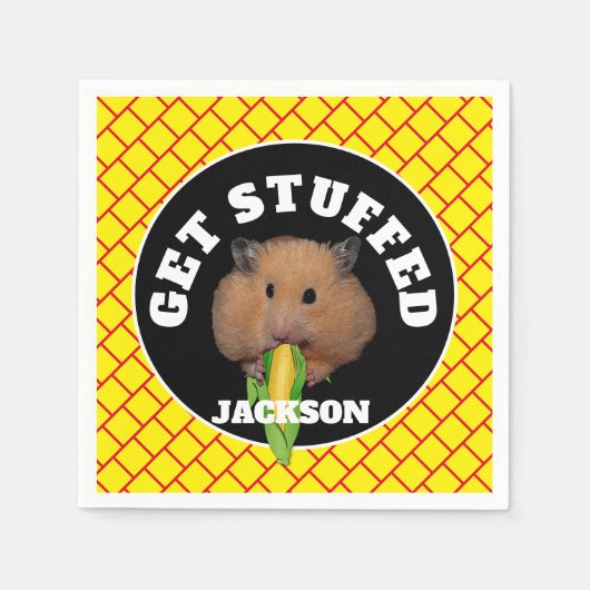 Serviette En Papier Funny Hamster "Get Stuffed" (Devant)