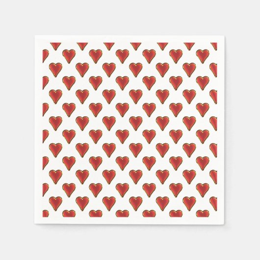 Serviette En Papier Funny Heart Pattern gold red + your backgr. & (Devant)