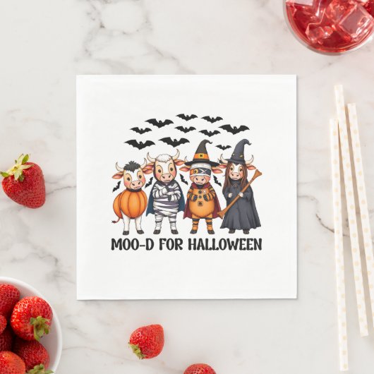 Serviette En Papier Funny Highland Cow Moo-d pour Halloween (En situation)