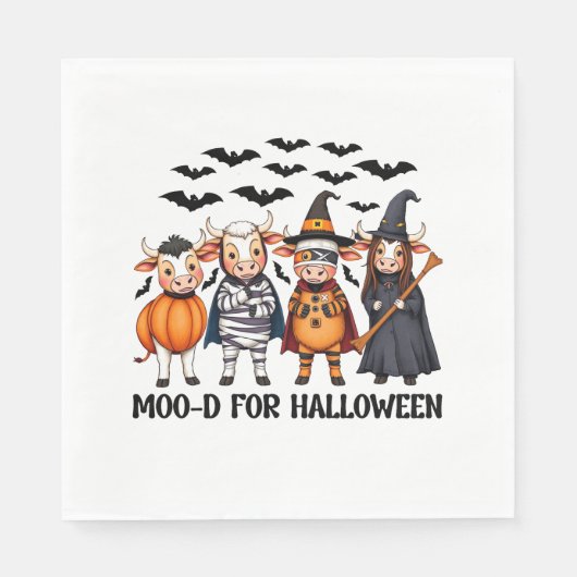 Serviette En Papier Funny Highland Cow Moo-d pour Halloween (Devant)