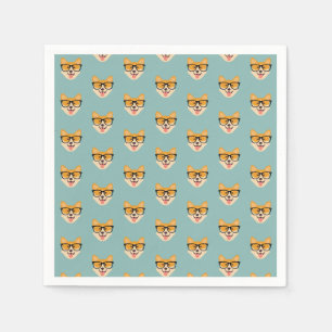 Serviette En Papier Funny Hipster Corgi Motif