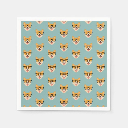 Serviette En Papier Funny Hipster Corgi Motif (Devant)