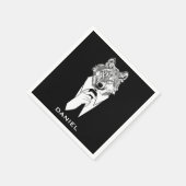 Serviette En Papier Funny Hipster Wolf avec Black Tuxedo Personnalisé (Coin)