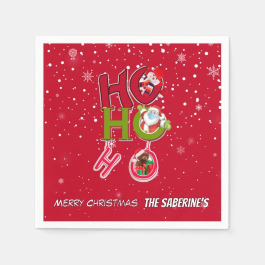 Serviette En Papier Funny HO HO HO Retro Christmas Holiday (Devant)