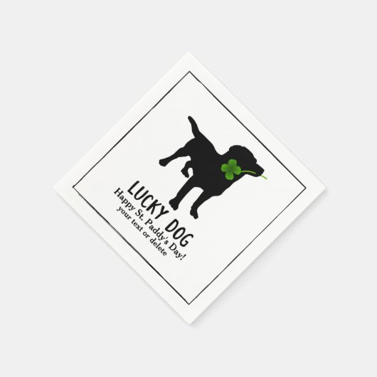 Serviette En Papier Funny Irish St. Patrick's Day Black Lab Lucky Dog (Coin)