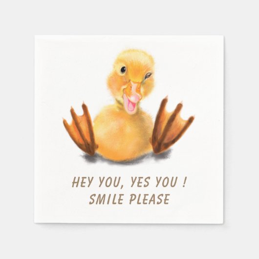 Serviette En Papier Funny Jaune Canard Jouer Wink Smile - Texte Person (Devant)