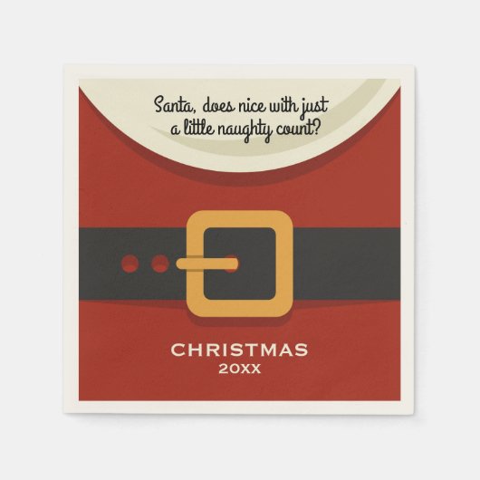 Serviette En Papier Funny Joyeux Noël Père Noël Naughty & Nice (Devant)