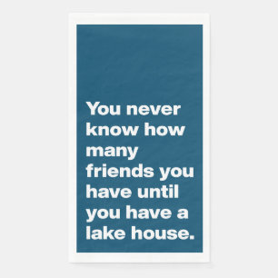 Serviette En Papier Funny Lake House Friends Citation Typographie Bleu