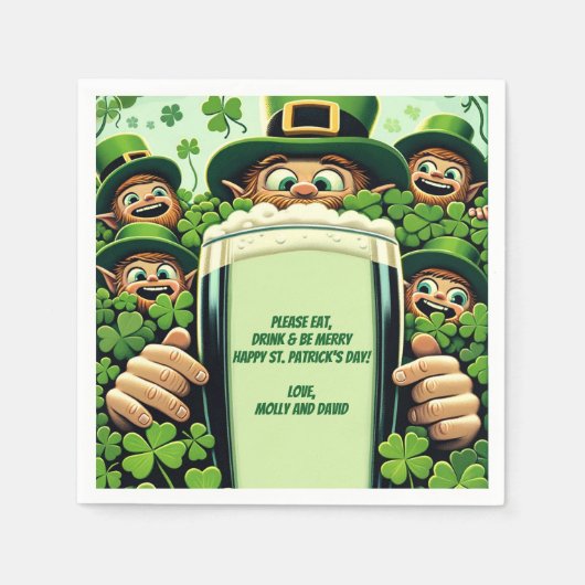 Serviette En Papier Funny Lucky Leprechauns St. Patrick's Day Party (Devant)