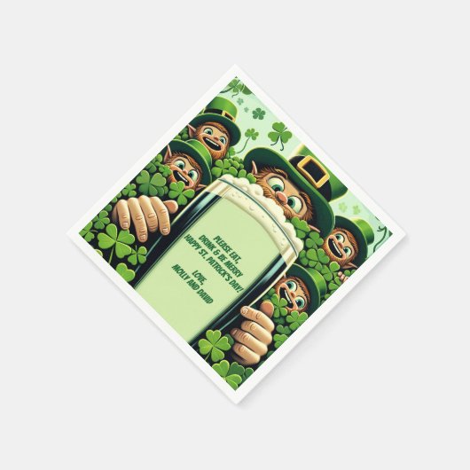 Serviette En Papier Funny Lucky Leprechauns St. Patrick's Day Party (Coin)